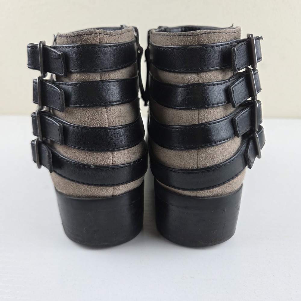 Franco Sarto Cyan Black Leather Ankle Zip Booties Block Heel Women's Size 9 M - Picture 6 of 11